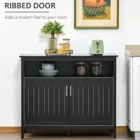 HOMCOM Sideboard Buffet Cabinet, Coffee Bar Cabinet with 2 Doors and Adjustable Shelves, Console Table for Kitchen Entryway Living Room, Black(m-7)