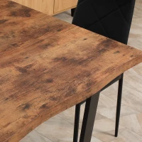 HOMCOM 63" Kitchen Table, Industrial Dining Table with Wave-edged Tabletop and Steel Legs for Up to 6 People, Rustic Brown(m-9)