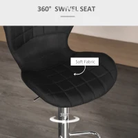 HOMCOM Set of 2 Counter Height Bar Stools Swivel Stool Height Adjustable Bar Chairs with Footrest for Kitchen Dining Home Pub, Black(m-9)