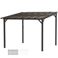 Outsunny 10' x 10' Hardtop Gazebo Wall-Mounted / Free Standing Outdoor Pergola with UPF 50+ & Waterproof Polycarbonate Roof(m-11)