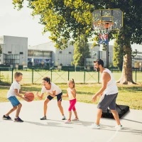 Soozier Portable Basketball Hoop, 7ft-8ft Height Adjustable Basketball System with Wheels & 28" Backboard for Youth Junior(m-8)