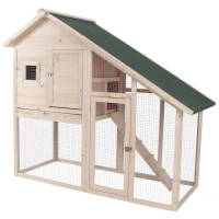 PawHut 55" L 2-Tier Wooden Rabbit Hutch Bunny Cage(m-1)