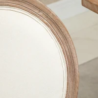 HOMCOM Vintage Armless Dining Chairs Set of 6, French Chic Side Chairs with Curved Backrest and Linen Upholstery for Kitchen, or Living Room, Cream White(m-9)