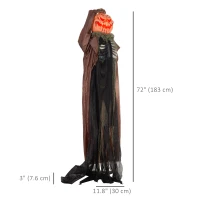 HOMCOM 6' Life Size Decoration Animatronic Skull Pumpkin Ghost Outdoor Halloween, Sound and Motion Activated(m-3)