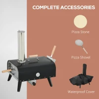Outsunny Pellet Wood Fired Pizza Oven, Outdoor Pizza Maker with 12" Rotating Stone, Peel and Waterproof Cover(m-8)