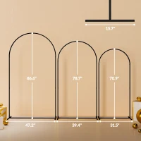 Outsunny Metal Arch Backdrop Stand Set of 3, 7/6.5/6 ft Wedding Arch Frame, Balloon Backdrop Arch Stand Set for Birthday Party, Bridal Shower, Graduation, Ceremony, Banquet Decorations, Black(m-3)