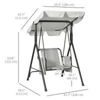 Outsunny 1-Seat Outdoor Porch Swing Patio Swing with Adjustable Canopy, Removable Seat and Back Cushion for Garden, Poolside(m-3)