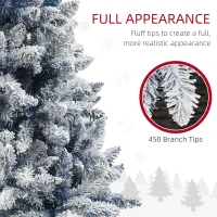 HOMCOM 5ft Flocked Blue Christmas Tree, Artificial Christmas Tree with Hinged Design, Faux Snow, for Home Office Holiday Xmas(m-5)