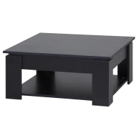 HOMCOM 2 Tier Simple Modern Coffee Table Bottom Shelf Living Room Black(m-11)