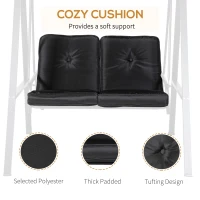 Outsunny 2-Seater Outdoor Porch Swing with Adjustable Canopy, Patio Swing Chair for Garden, Poolside, Backyard, Black(m-5)