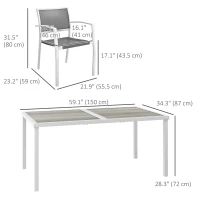 Outsunny 7 Pieces Outdoor Dining Set with 6 Stackable Chairs, Patio Table and Chairs with Plastic Top, Breathable Mesh Seat Back(m-3)