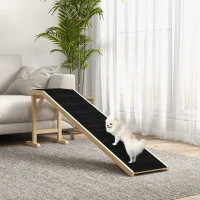 PawHut Pet Ramp Bed Steps for Dogs Cats Non-slip Carpet 74"L x 16"W x 25"H Natural(m-1)