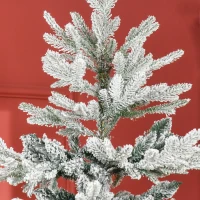 HOMCOM 8 Foot Pine Snow Flocked Artificial Christmas Tree with 1479 Realistic Cedar Branches, Auto Open, Home Holiday Decoration, Green(m-9)