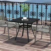 Outsunny Rectangle Patio Dining Table for 4 People with Steel Legs, Metal Tabletop for Garden, Backyard, Lawn, Balcony, Black(m-8)