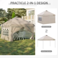 Outsunny 10' x 10' Pop Up Canopy Tent, Instant Sun Shelter, Tents for Parties, with Wheeled Carry Bag, for Outdoor, Garden, Patio, Beige(m-4)