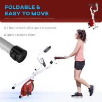 Soozier Foldable Upright Training Exercise Bike Indoor Stationary X Bike with 8 Levels of Magnetic Resistance for Aerobic Exercise, Red(m-6)