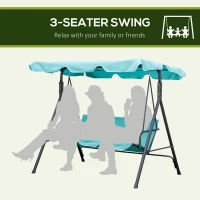 Outsunny 3-Seat Outdoor Patio Swing Chair with Removable Cushion, Steel Frame Stand and Adjustable Tilt Canopy for Patio, Garden, Poolside, Balcony, Backyard, Green(m-6)