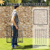 PawHut 6 Panels Heavy Duty Dog Playpen Outdoor Indoor with Door & Strap, 24" Height Portable & Foldable Pet Playpen(m-6)