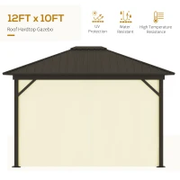 Outsunny 10' x 12' Outdoor Hardtop Gazebo Metal Roof Patio Gazebo with Aluminum Frame, Mesh Nettings, Beige(m-4)
