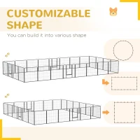 PawHut 24 Panel 31.5" Height Heavy Duty Dog Playpen for Small Medium Dogs, Grey(m-5)