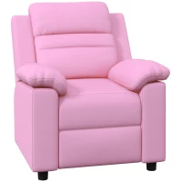 Qaba Kids Leather Recliner Chair with Armrest, Footrest, Headrest for Boys and Girls 3-9 Years Old, Pink(m-11)