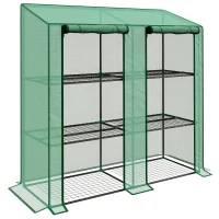 Outsunny Portable Mini Greenhouse Green House with 3 Tier Shelves, Reinforced PE Cover, Roll-up Doors, 56.3" x 18.1" x 59.4"(m-11)