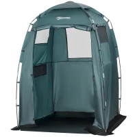 Outsunny 60" x 60" x 82" Shower Tent Extra Wide Changing Room Privacy Portable Camping Shelters with Windows & Floor Mat, Green(m-2)
