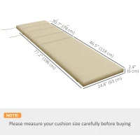 Outsunny Patio Chaise Lounge Chair Cushion Replacement Sun Lounger Pads with Headrest and Ties, Beige(m-3)