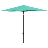 Outsunny 6.5' x 10' Rectangular Market Umbrella, Patio Outdoor Table Umbrella with Crank and Push Button Tilt, Teal(m-11)