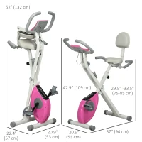 Soozier Foldable Magnetic Exercise Bike Indoor Stationary Upright Fitness Cycling Bike, 8 Level Quiet Magnetic Resistance, Pink(m-3)