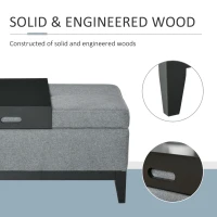 HOMCOM 42" Rectangular Storage Ottoman Bench, Linen Fabric Coffee Table Ottoman with Removable Tray for Living Room, Entryway, or Bedroom, Gray(m-5)