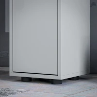 kleankin 71" Tall Bathroom Cabinet, Narrow Toilet Paper Cabinet with Open Shelves, 2 Door Cabinets, Adjustable Shelves, Grey(m-10)