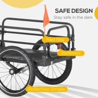 Aosom Bike Trailer, Bicycle Cargo Carrier with Suspension, Triple Safety Features, 16" Wheels, Hitch, Steel Frame, Black(m-5)