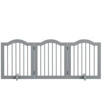 PawHut 24" Freestanding Pet Gate For Dogs with 2 Support Feet, Light Grey(m-2)