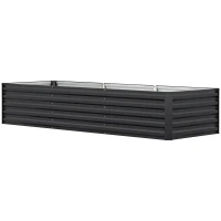 Outsunny 8 x 2.6 x 1.5ft Galvanized Raised Garden Bed, Reinforced Outdoor Planter Box with Open Bottom, Dark Grey(m-2)