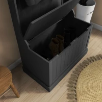HOMCOM Entryway Hall Tree with Coat Rack and Sitting Bench, Mudroom Bench with Storage and Hooks, Black(m-8)