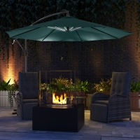 Outsunny 10ft Outdoor Cantilever Hanging Offset Umbrella with Solar LED Lights, Crank, Cross Base, Aluminum Frame, Green