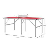 Soozier Portable Ping Pong Table Set, Foldable Table Tennis Table with Net, 2 Paddles, 3 Balls for Outdoor Indoor, Red(m-3)
