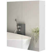 kleankin Wall Mounted Mirror Cabinet, Bathroom Medicine Cabinet with Mirror, 2 Doors, Adjustable Shelf and Soft Close Mechanism(m-11)