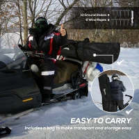 Outsunny 5-8 People Ice Fishing Shelter, Pop-Up Portable Ice Fishing Tent with Carry Bag, Two Doors, Windows and Vents, Ice Shanty for Winter Fishing, Black(m-6)