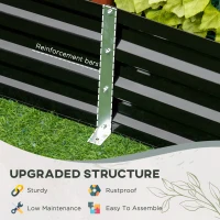 Outsunny 6' x 3' x 1' Raised Garden Bed with Support Rod, Steel Frame Elevated Planter Box, Black(m-5)