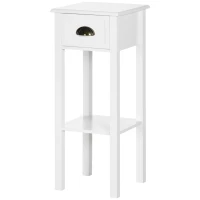 HOMCOM 2-Tier Side Table with Drawer and Shelf, End Table for Living Room and Hallway, White(m-11)