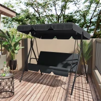 Outsunny 2/3 Seater Swing Canopy Replacement, Outdoor Swing Seat Top Cover, UV50+ Sun Shade (Canopy Only), Black(m-6)