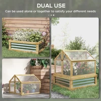 Outsunny Raised Garden Flower Bed Kit with Greenhouse, Wooden Cold Frame Planter, 35.5" x 31.5" x 36", Natural(m-4)