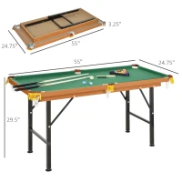 Soozier 55" Portable Folding Billiards Table Game Pool Table for Whole Family Number Use With Cues, Ball, Rack, Chalk, Green(m-3)