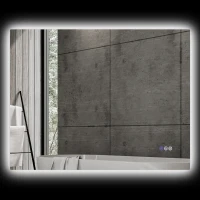 HOMCOM Dimmable Bathroom Mirror with Lights, 39" x 32" Backlit LED Mirror w/ Anti-Fog, Memory & Infinite Color Temperature(m-1)