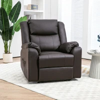 HOMCOM PU Leather Reclining Chair, Recliner Chair for Living Room with Footrest and 2 Side Pockets, Brown(m-1)