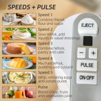 HOMCOM 5-in-1 Electric Hand Mixer, Handheld Mixer with Measuring Cup, 300W Immersion Blender with 5+1P Speeds, Dough Hooks, Chopper, Whisk and Mixers for Meat, Fruit, Mashed Potato and Milkshake(m-5)