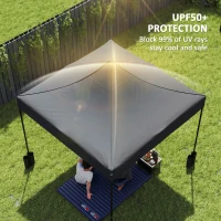 Outsunny 10' x 10' Replacement Canopy Top for Pop Up Canopy Tent with 4 Sand Bags, UPF50+ Protection, Dark Gray(m-4)