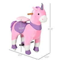 Qaba Ride On Real Walking Unicorn with Sparkly Horn, Soft Plush Ride On Rocking Horse Bearing 176lbs, Imaginative Interactive Toy for Kids, Unicorn Gifts(m-3)